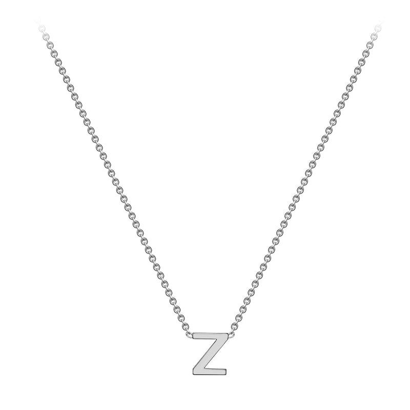 9ct White Gold Mini Initial Z Adjustable Necklace — full-length
