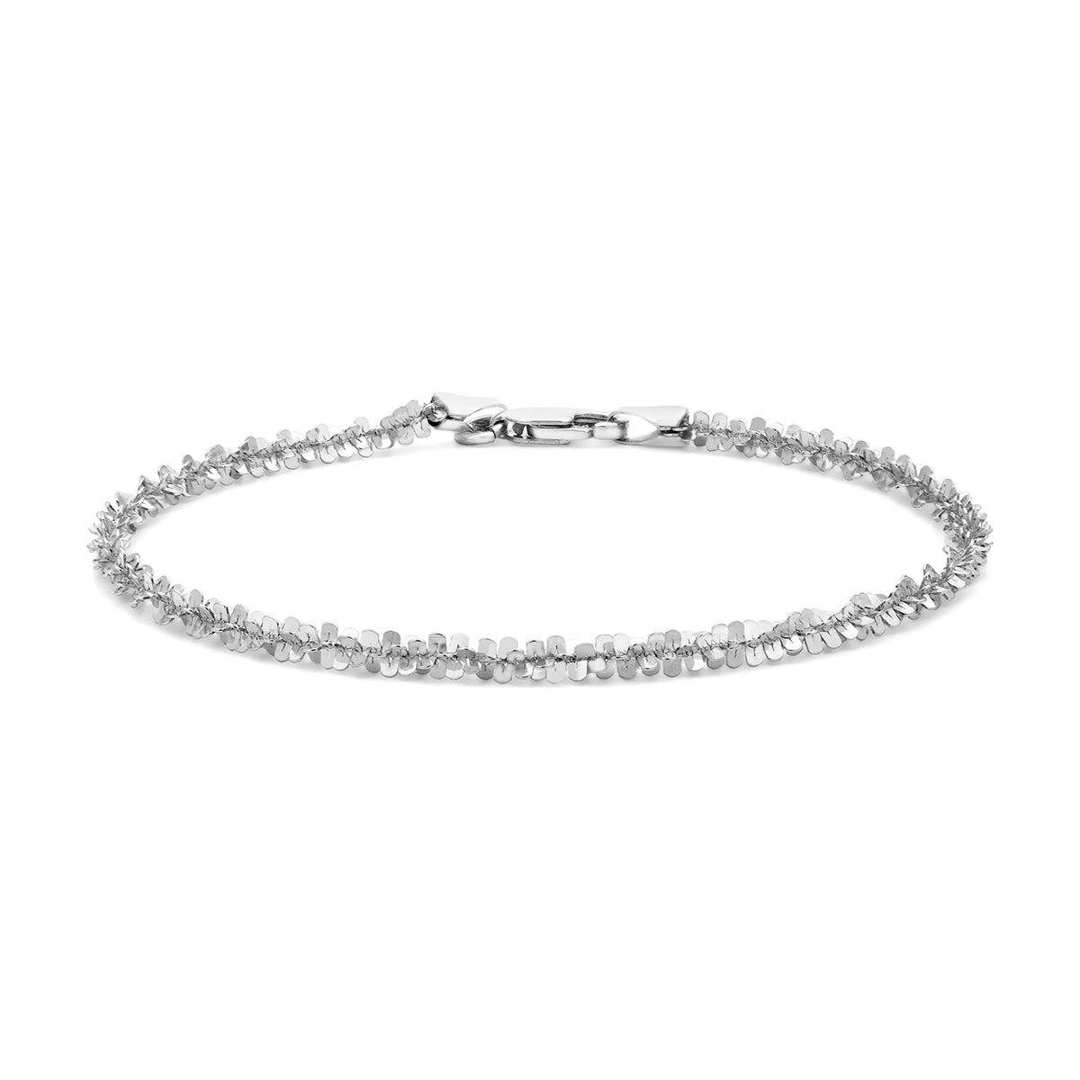 9ct White Gold Twisted Criss Cross Chain Bracelet