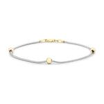 9ct Yellow and White Gold Ball and Hexagonal Snake Chain Bracelet — 4mm