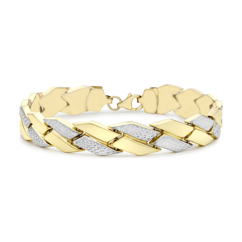 9ct Yellow and White Gold Diamond Cut Chevron Bracelet — 9mm