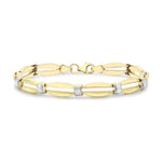 9ct Yellow and White Gold Diamond Cut Oval Bar Link Bracelet — 6mm