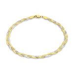 9ct Yellow and White Gold Diamond Cut Three Plait Herringbone Bracelet — 3mm