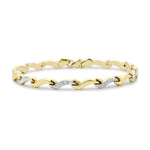 9ct Yellow and White Gold Diamond Cut Wave Link Bracelet — 4mm