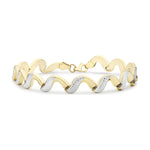 9ct Yellow and White Gold Diamond Cut Wave Link Bracelet — 8mm