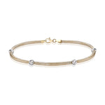 9ct Yellow and White Gold Mesh Bracelet with Diamond Cut Beads