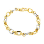 9ct Yellow and White Gold Oval and Round Link Bracelet — 8mm