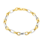 9ct Yellow and White Gold Oval Figaro Bracelet — 6.2mm