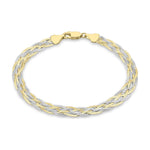 9ct Yellow and White Gold Six Plait Herringbone Bracelet — 5mm