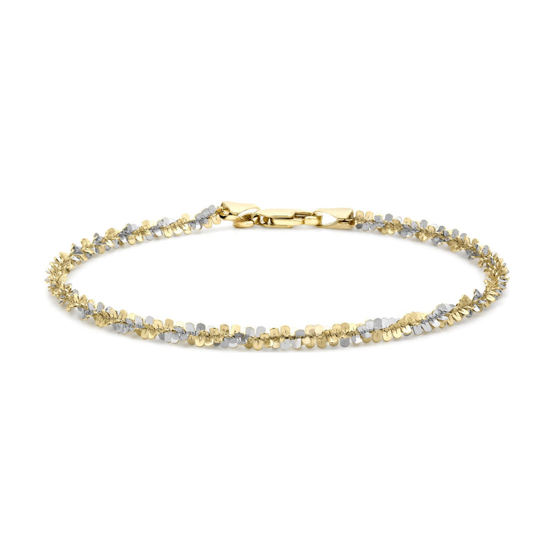 9ct Yellow and White Gold Twist Chain Bracelet — 3mm
