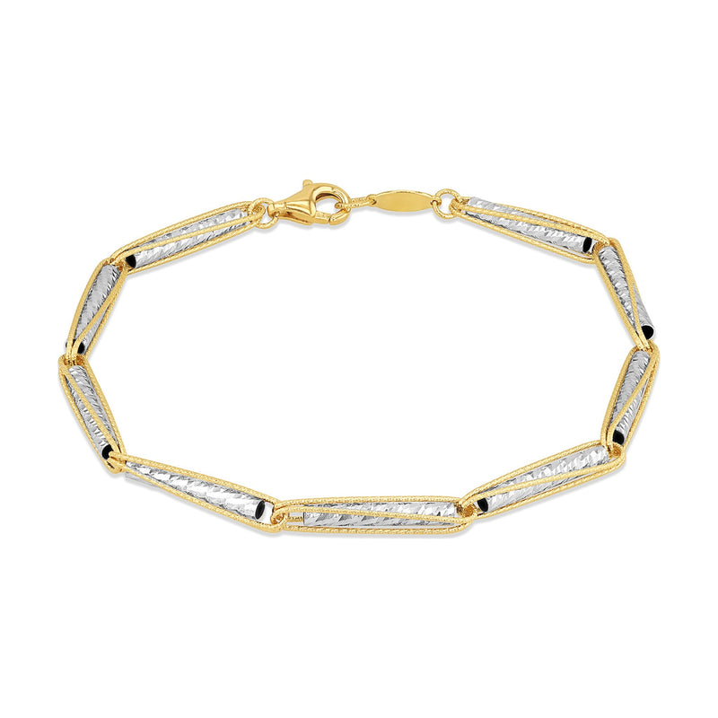 9ct Yellow and White Gold Twisted Bar Link Bracelet