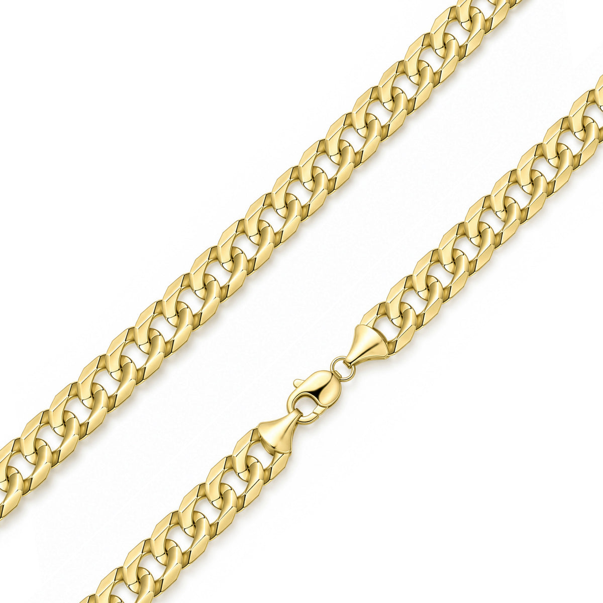9ct Yellow Gold 12mm Flat Curb Chain