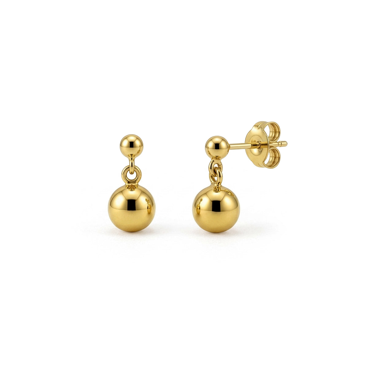 9ct Gold Two Tone Polished Ball Drop Earrings