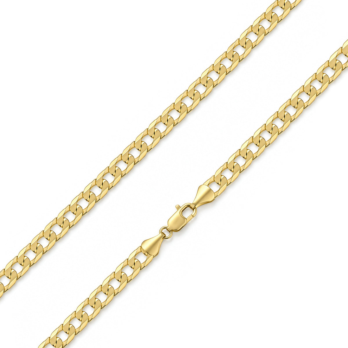 9ct Yellow Gold 7.4mm Flat Curb Chain