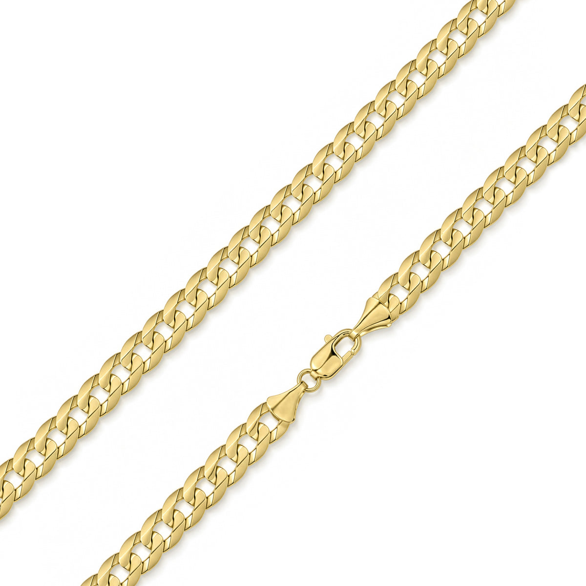 9ct Yellow Gold 9.8mm Flat Curb Chain