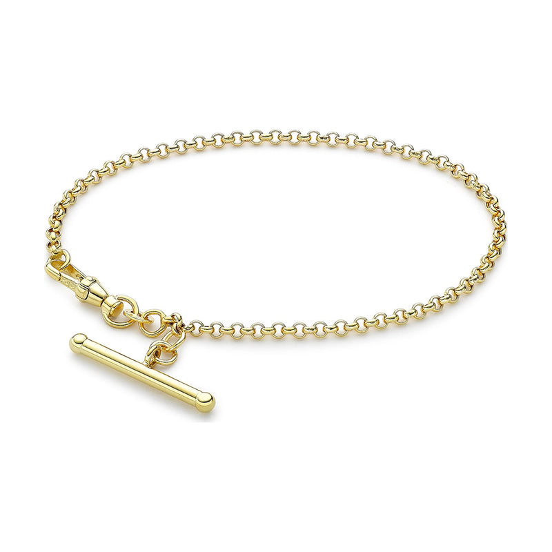 9ct Yellow Gold Belcher Albert T-Bar Bracelet — 2.5mm