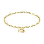 9ct Yellow Gold Belcher Bracelet with Floating Open Heart
