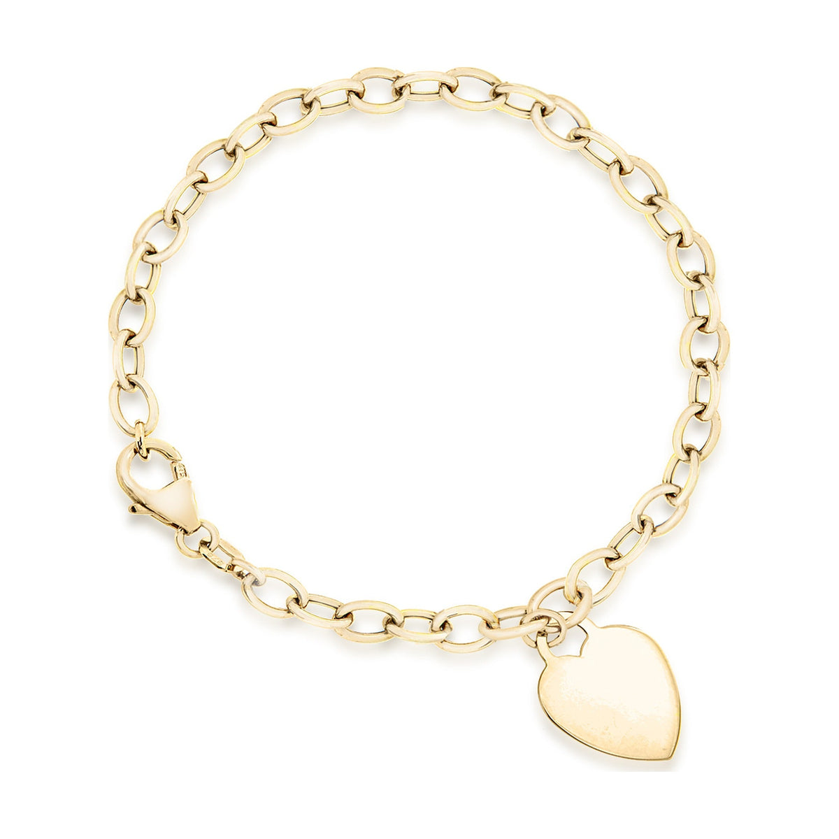 9ct Yellow Gold Belcher Bracelet with Heart Tag