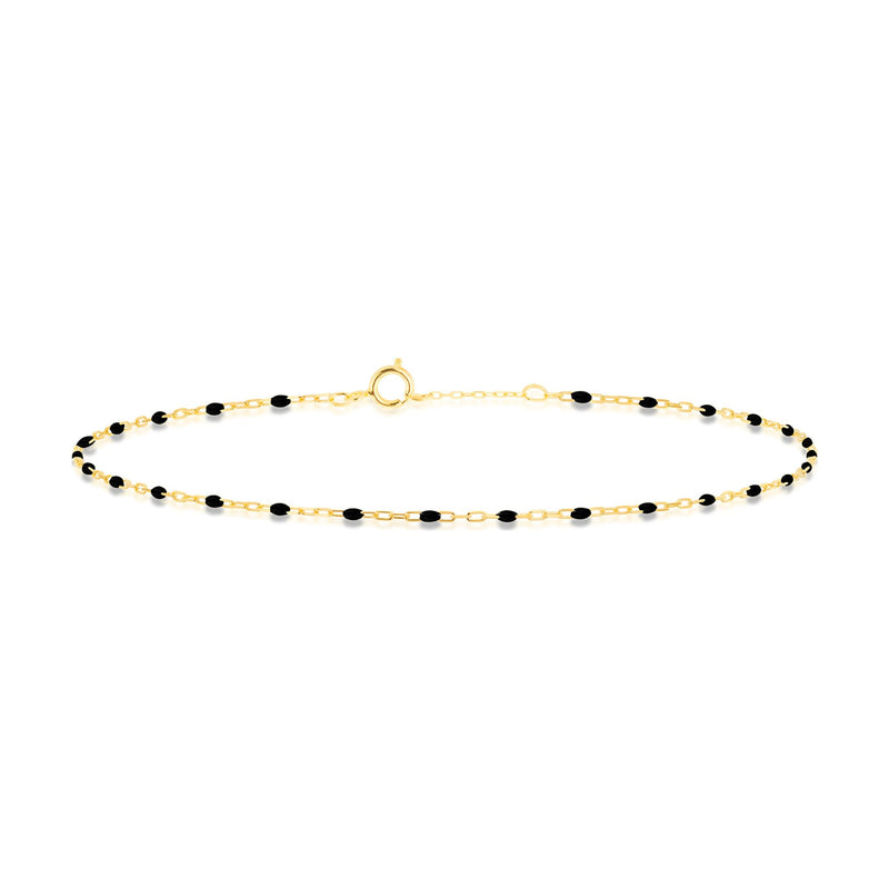 9ct Yellow Gold Black Enamel Mini Paperchain Bracelet