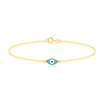 9ct Yellow Gold Blue Enamel Evil Eye Bracelet
