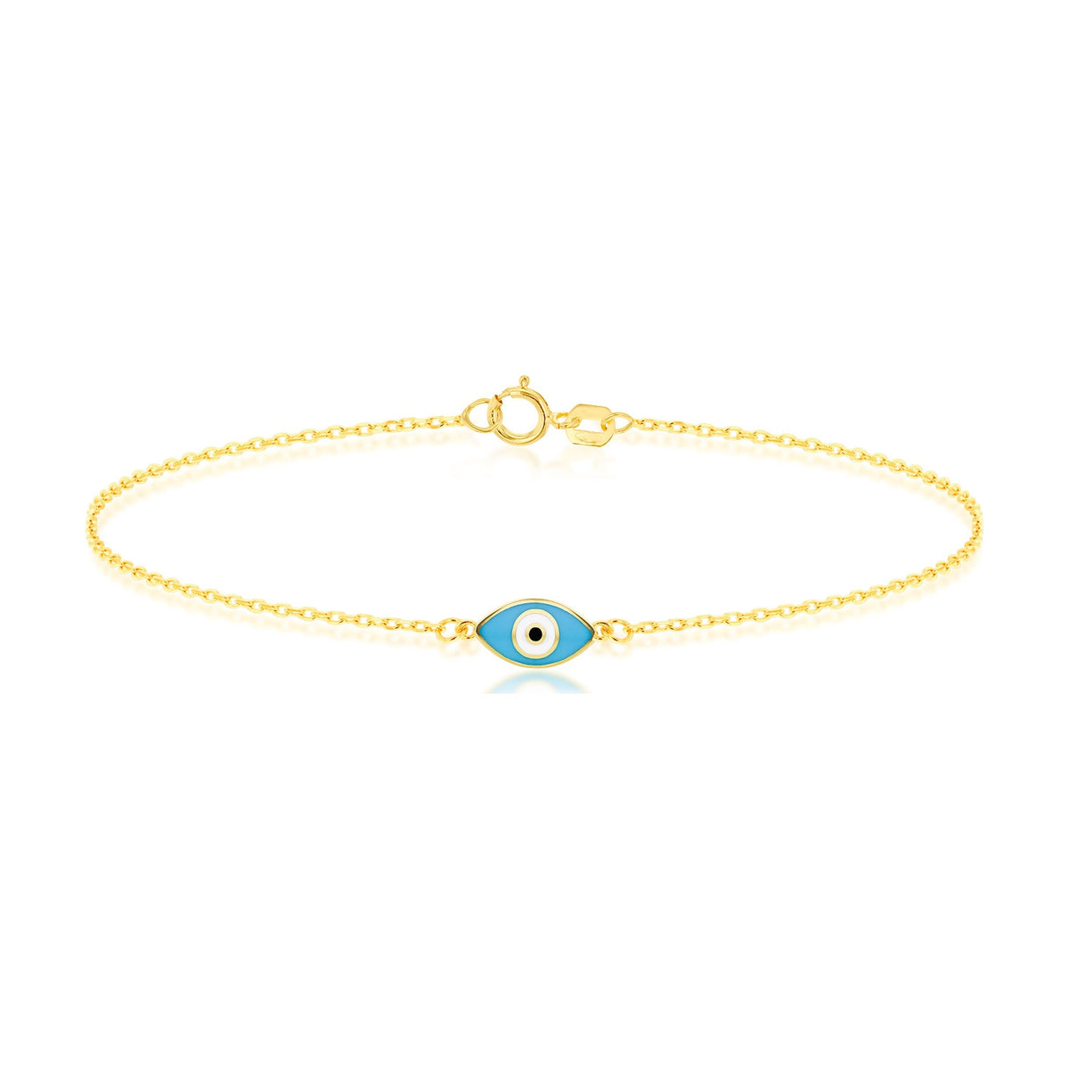 9ct Yellow Gold Blue Enamel Evil Eye Bracelet