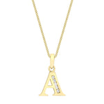 9ct Yellow Gold Cubic Zirconia CZ Serif Initial A Pendant