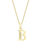 9ct Yellow Gold Cubic Zirconia CZ Serif Initial B Pendant