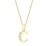 9ct Yellow Gold Cubic Zirconia CZ Serif Initial C Pendant
