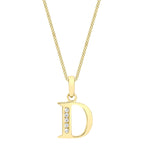 9ct Yellow Gold Cubic Zirconia CZ Serif Initial D Pendant