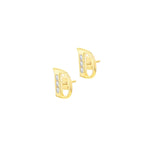 9ct Yellow Gold Cubic Zirconia CZ Serif Initial D Stud Earrings — side