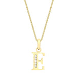 9ct Yellow Gold Cubic Zirconia CZ Serif Initial E Pendant