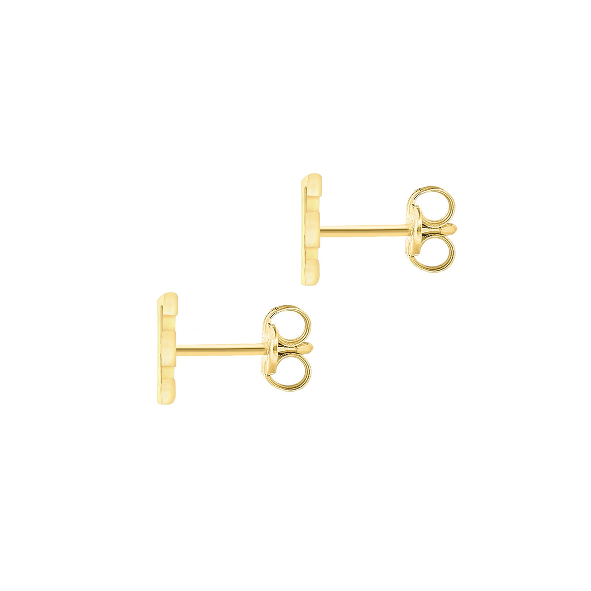 9ct Yellow Gold Cubic Zirconia CZ Serif Initial E Stud Earrings — back