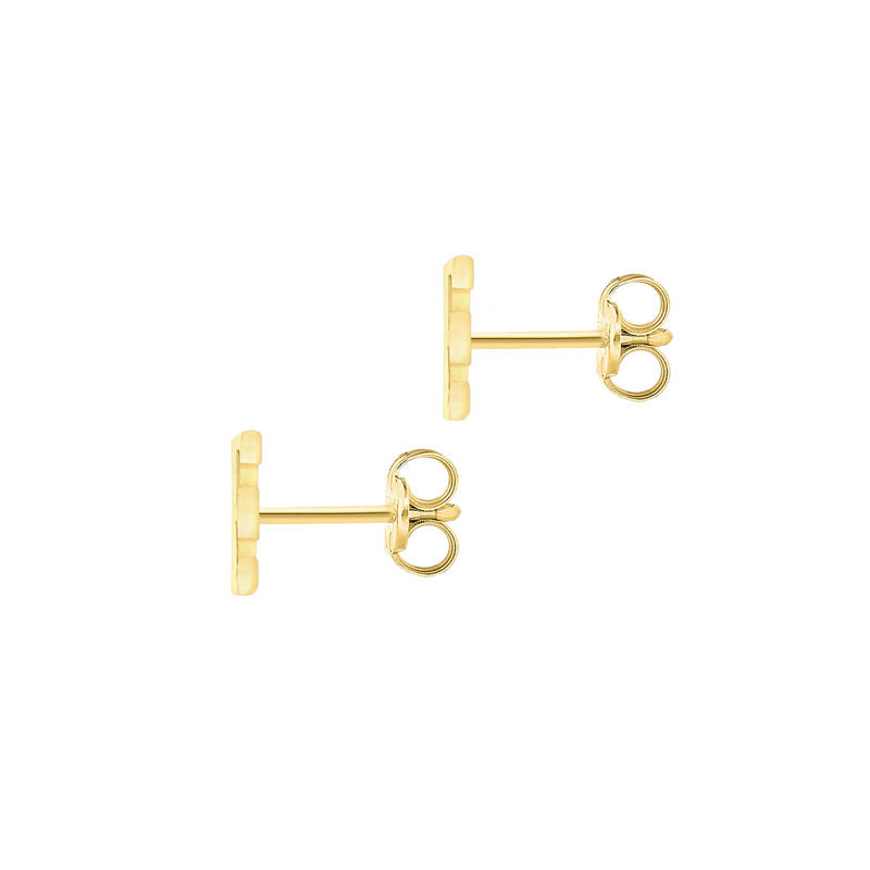9ct Yellow Gold Cubic Zirconia CZ Serif Initial E Stud Earrings — back