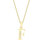 9ct Yellow Gold Cubic Zirconia CZ Serif Initial F Pendant