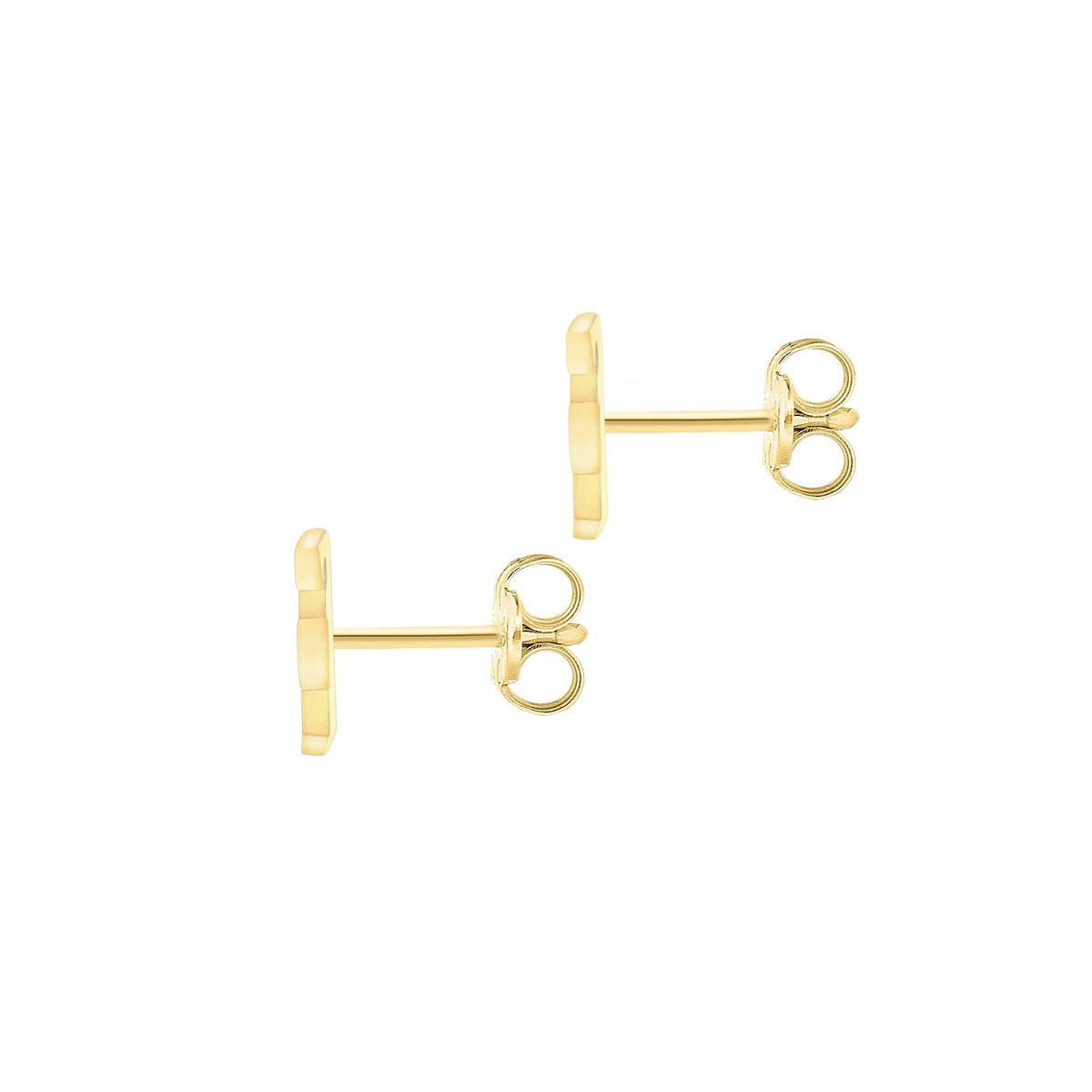 9ct Yellow Gold Cubic Zirconia CZ Serif Initial F Stud Earrings — back