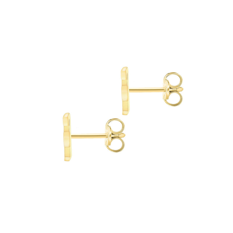 9ct Yellow Gold Cubic Zirconia CZ Serif Initial F Stud Earrings — back