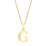 9ct Yellow Gold Cubic Zirconia CZ Serif Initial G Pendant
