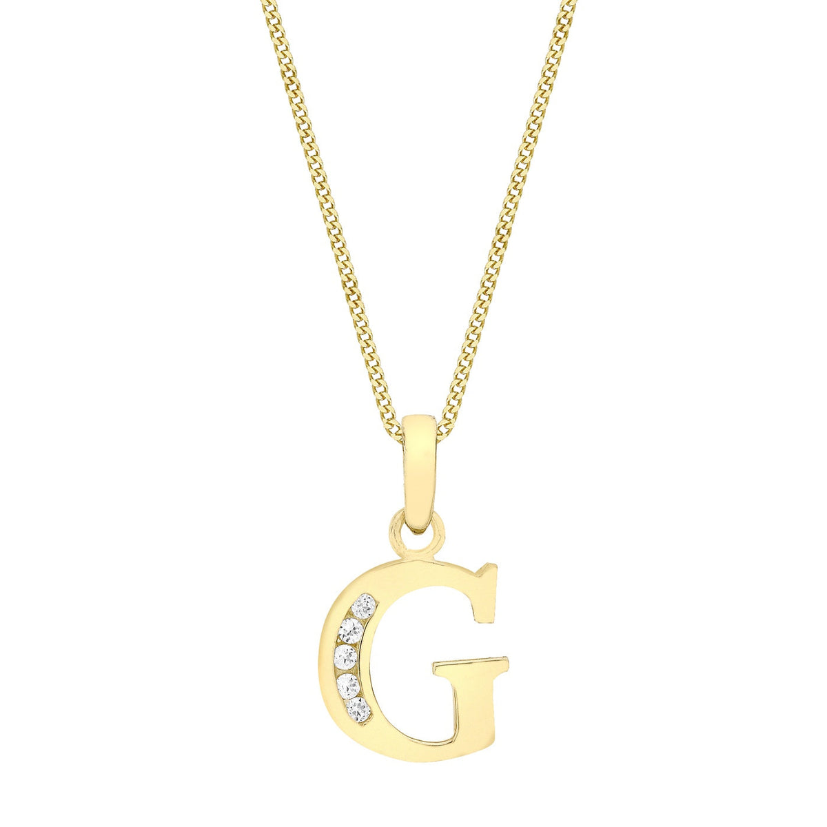 9ct Yellow Gold Cubic Zirconia CZ Serif Initial G Pendant