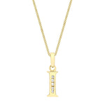 9ct Yellow Gold Cubic Zirconia CZ Serif Initial I Pendant