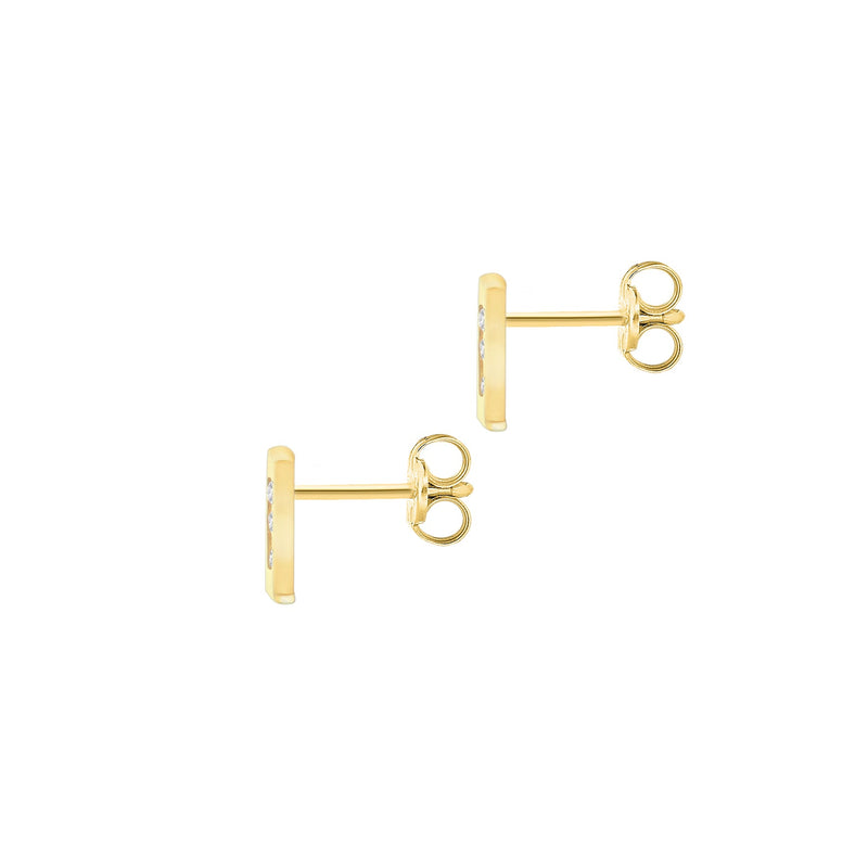 9ct Yellow Gold Cubic Zirconia CZ Serif Initial I Stud Earrings — back