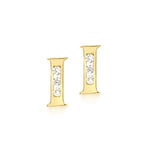 9ct Yellow Gold Cubic Zirconia CZ Serif Initial I Stud Earrings