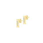 9ct Yellow Gold Cubic Zirconia CZ Serif Initial I Stud Earrings — side
