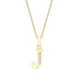 9ct Yellow Gold Cubic Zirconia CZ Serif Initial J Pendant