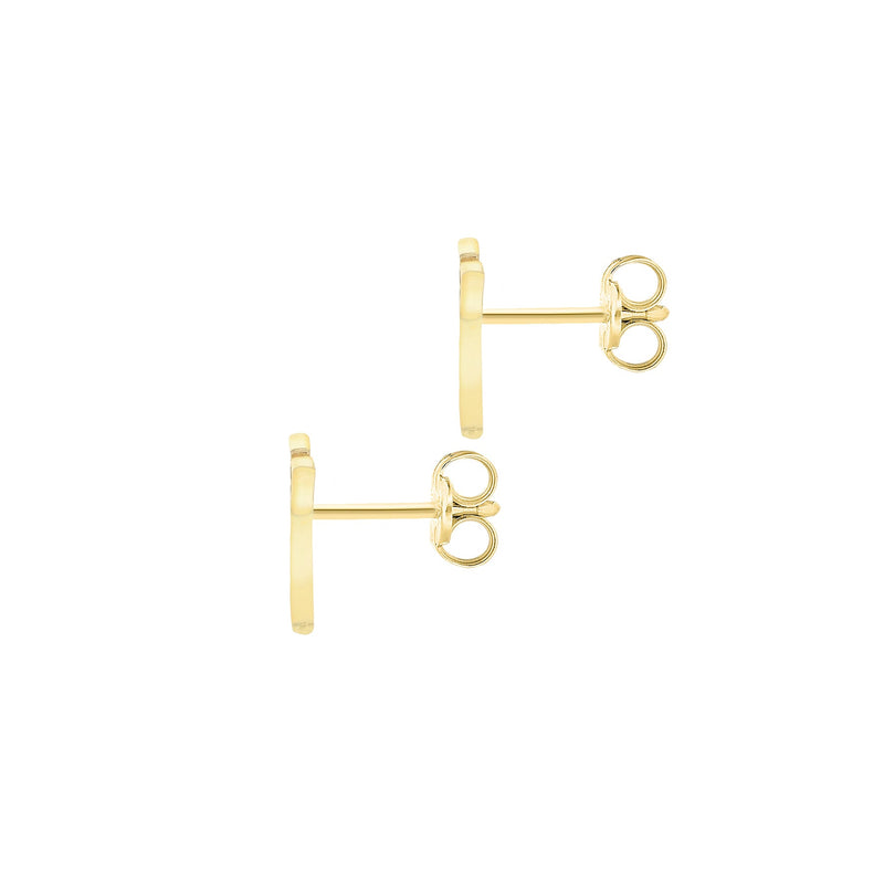 9ct Yellow Gold Cubic Zirconia CZ Serif Initial K Stud Earrings — back