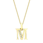 9ct Yellow Gold Cubic Zirconia CZ Serif Initial M Pendant