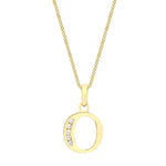 9ct Yellow Gold Cubic Zirconia CZ Serif Initial O Pendant