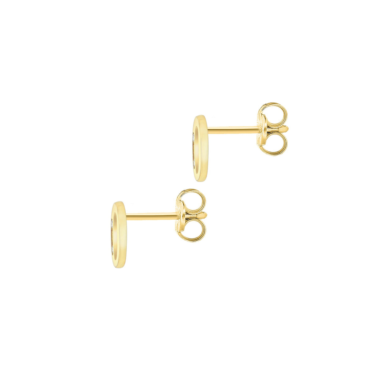9ct Yellow Gold Cubic Zirconia CZ Serif Initial O Stud Earrings — back