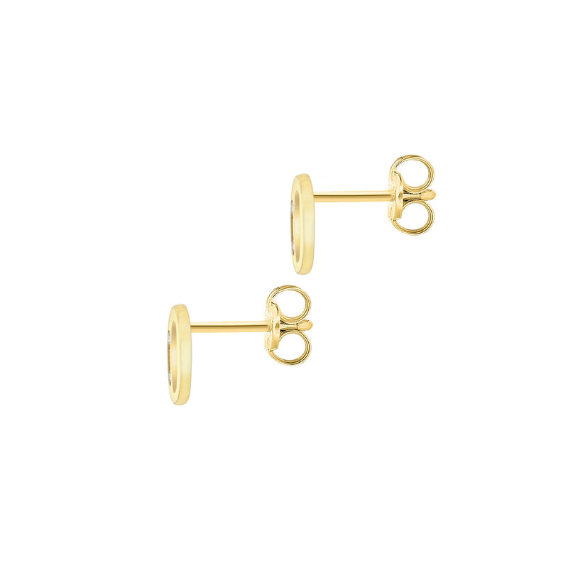 9ct Yellow Gold Cubic Zirconia CZ Serif Initial O Stud Earrings — back