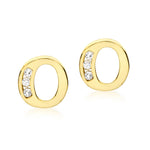 9ct Yellow Gold Cubic Zirconia CZ Serif Initial O Stud Earrings