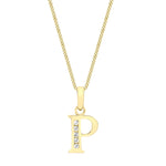 9ct Yellow Gold Cubic Zirconia CZ Serif Initial P Pendant