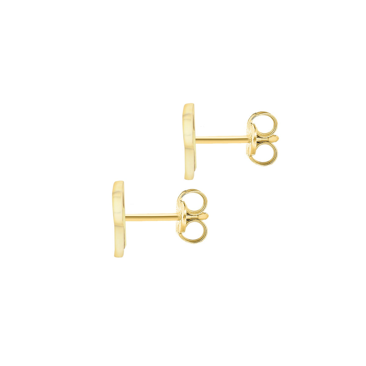 9ct Yellow Gold Cubic Zirconia CZ Serif Initial R Stud Earrings — back